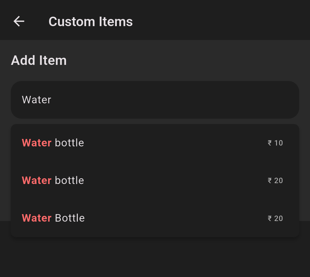Order Creation Screen