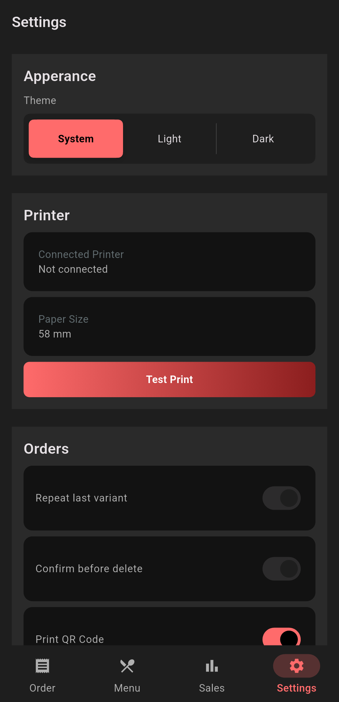 Settings Screen