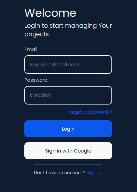 Screenshot of Project M - Project Management